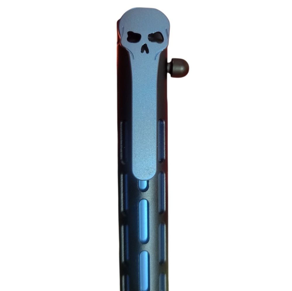 Chaves Knives // Vertical Lines Clicker Pen // Exclusive Black & Blue Ano - Picture 6 of 16